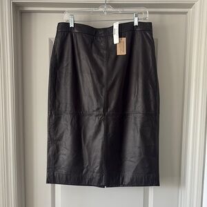 NWT J Crew Black Genuine Leather Skirt